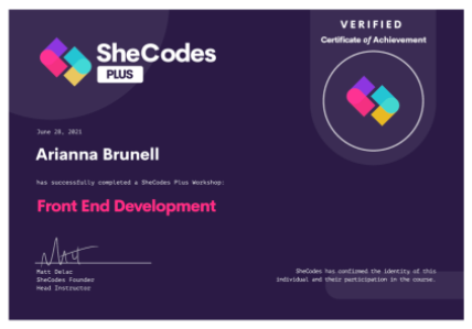 SheCodes Plus Certification
